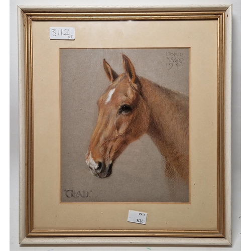 315 - Donald Wood (British, 1889-1953)
 Pastel on paper
 Two studies of horses' heads named 