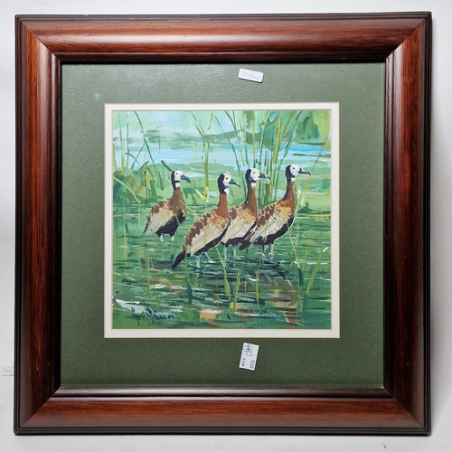 339 - Hayi Njagu (21st century)
 Paint on paper
 The first with a study of four wading birds amongst reeds... 