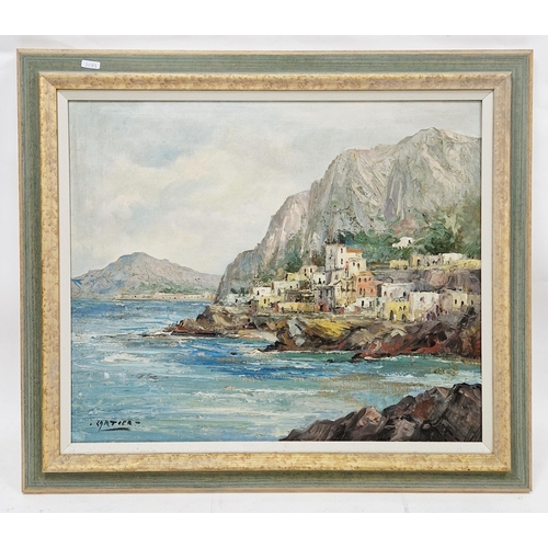 351 - 20th century Continental School
 Oil on canvas
 Italian coastal view, signed Cartier lower left, 48.... 