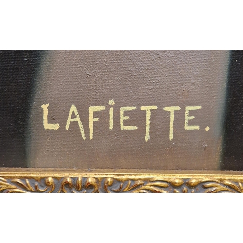 355 - Lafiette after Tamara de Lempicka
 Oil on canvas
 Copy of Les Deux Amies, signed lower right, framed... 