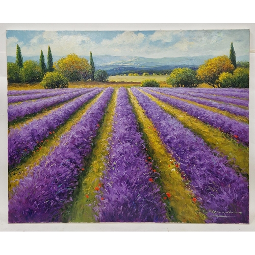 359 - Gerhard Nesvadba (1941)
 Oil on canvas
 Lavender fields, signed lower right, 80.5cm x 100cm