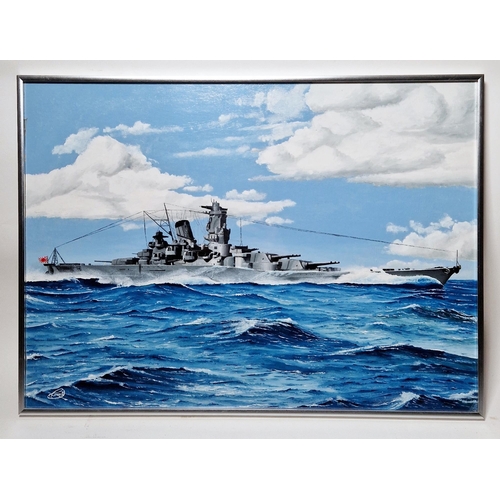 365 - P. Thorne (20th century)
 Oil on board
 Two naval maritime scenes, 