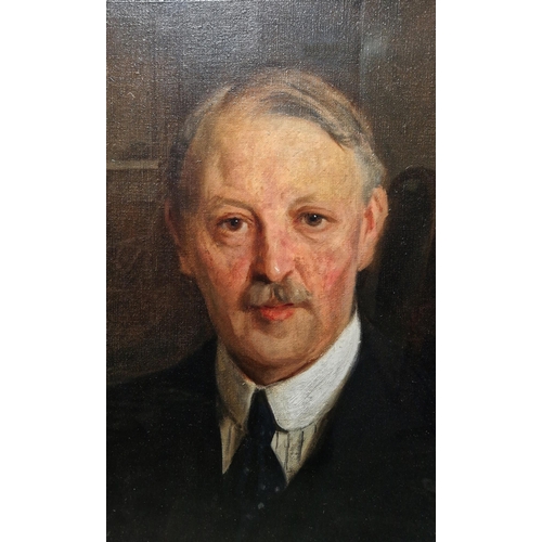 366 - Edmond Brock (1882-1952)
 Oil on canvas
 Portrait of a gentleman, signed lower right, verso labelled... 