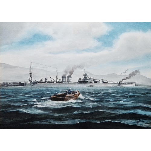 369 - Thorne (20th century)
 Oil on board
 Naval maritime scene, 