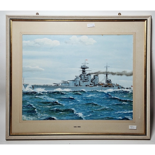 369 - Thorne (20th century)
 Oil on board
 Naval maritime scene, 