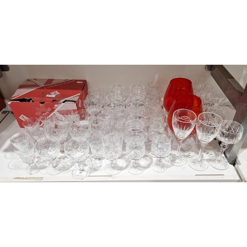 47 - Collection of contemporary cut glass tableware including a Brierley table service, cut with fans, le... 