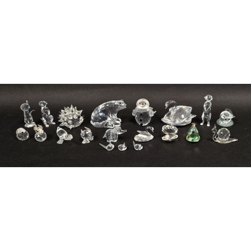 50 - Collection of Swarovski crystal animals in boxes including swan, polar bear, snail, elephant, snowma... 