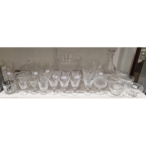 51 - Large collection of 20th century cut table glass including a set of Stuart wine glasses cut with hob... 