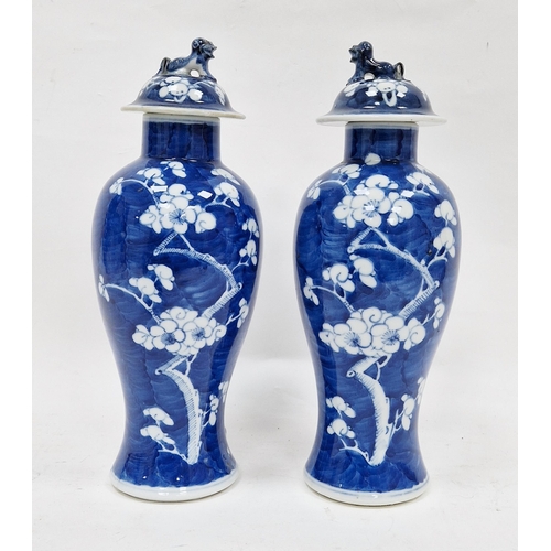 59 - Pair of 19th century Chinese porcelain blue and white baluster prunus-pattern vases and matched cove... 