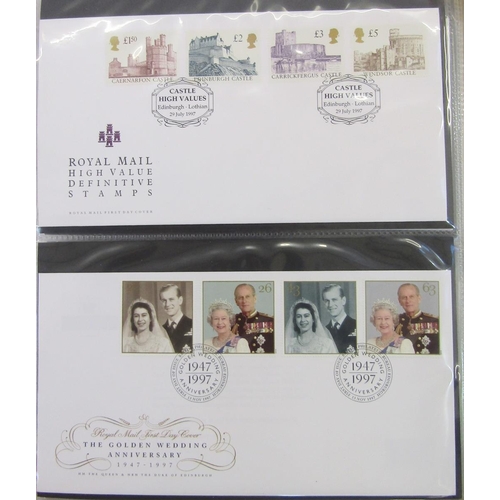 303 - GB stamps: With face value c£500, 2 albums of QEII decimal presentation packs and one of bespoke fir... 