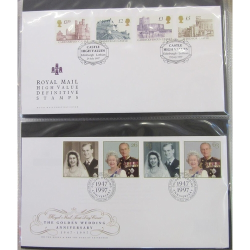 303 - GB stamps: With face value c£500, 2 albums of QEII decimal presentation packs and one of bespoke fir... 