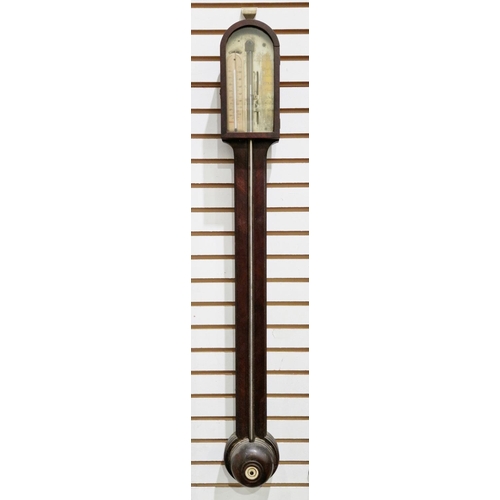 156 - Early 19th century Regency mahogany and brass stick barometer by John Young, Hampton Court, the bras... 