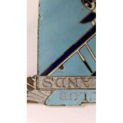 159 - Brooklands Aero-club enamel car mascot depicting a bi-plane in flight, stamped to reverse Spencer, L... 