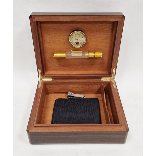 267 - French ' Elie Bleu of Paris ' rosewood and satinwood inlaid cigar humidor with fitted hygrometer to ... 