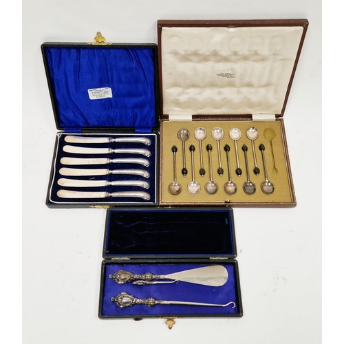 268 - Eleven silver coffee bean spoons, Sheffield 1921, Cooper Bros, contained in a fitted case for twelve... 