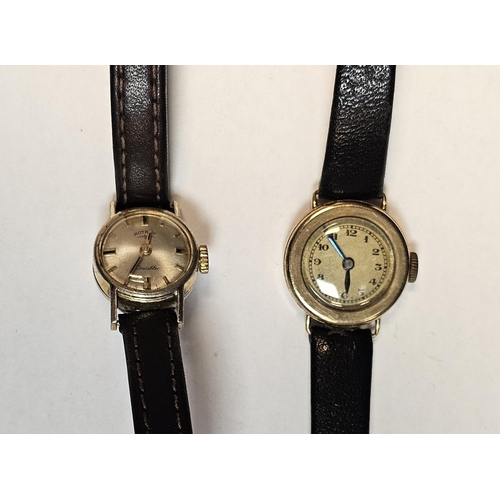 277 - Lady's 9ct gold cased wristwatch, the circular dial with Arabic numerals together with a lady's Rota... 