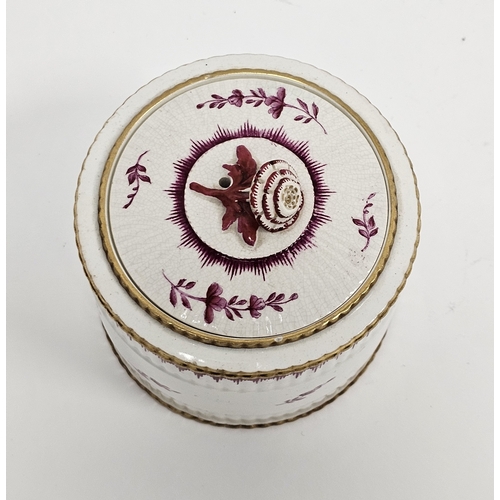 23 - Wedgwood creamware cylindrical sugar-bowl and cover, 19th century, impressed uppercase mark, pattern... 