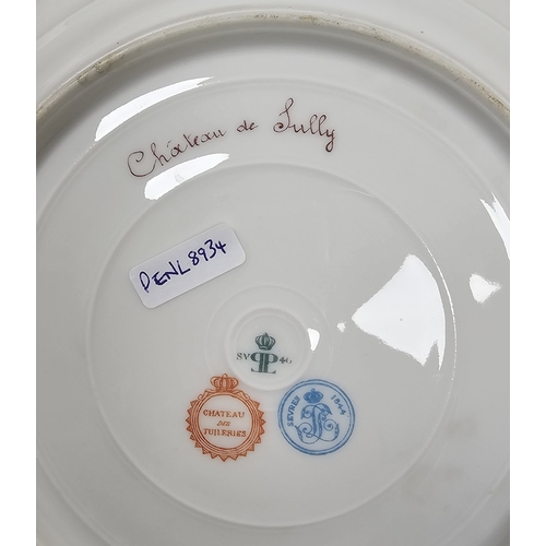 28 - Sevres-style topographical cabinet plate, late 19th century, spurious Chateau des Tuileries marks, o... 