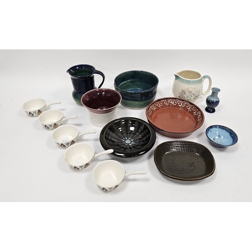 55 - Collection of assorted studio pottery and other items including a group of flambe and coloured glaze... 