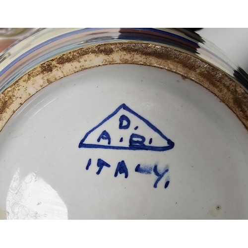 59 - 20th century Italian maiolica gold and ruby lustred part tea service, blue D.A.R within a triangle/I... 