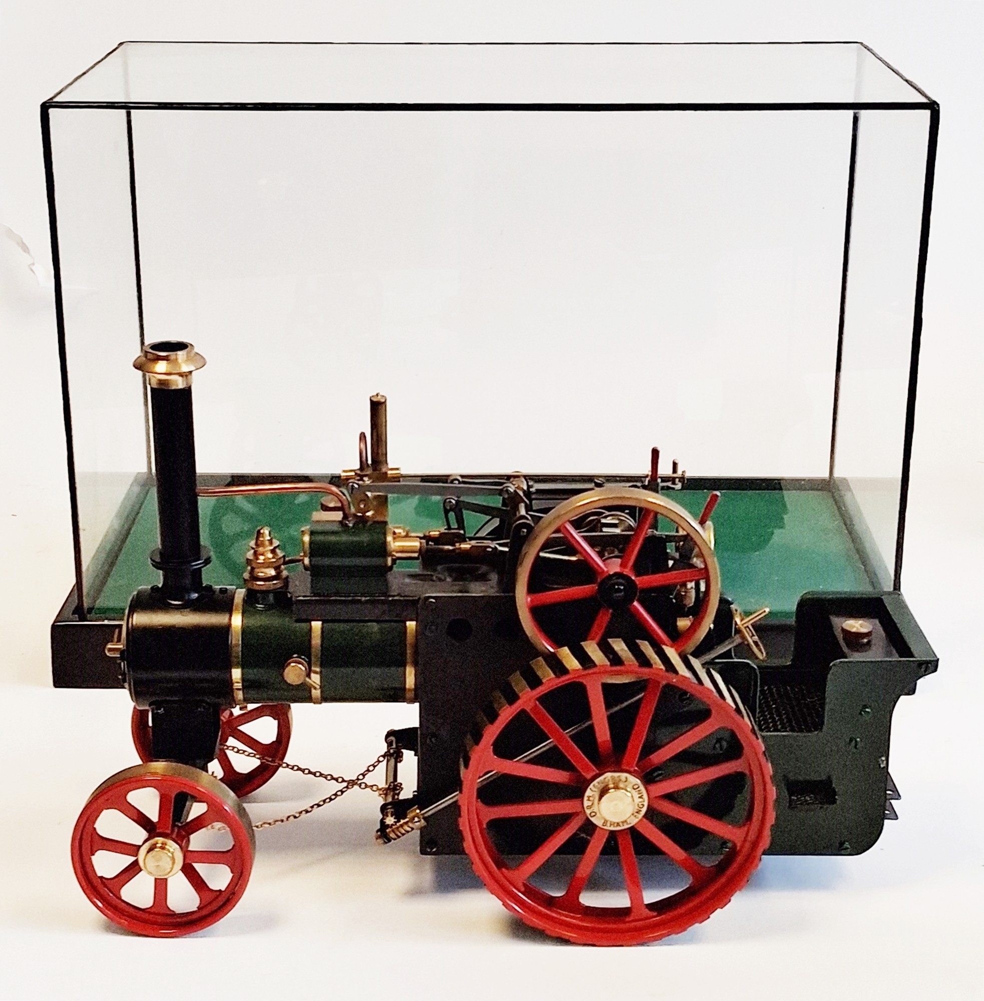 D.R. Mercer live steam traction road locomotive in glazed display case ...