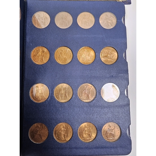 146 - Collection of coins and stamps including three Sandhill coin library albums, one containing half pen... 