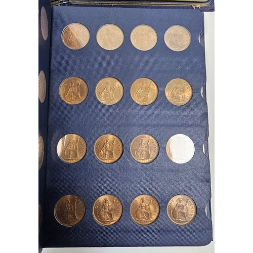 146 - Collection of coins and stamps including three Sandhill coin library albums, one containing half pen... 