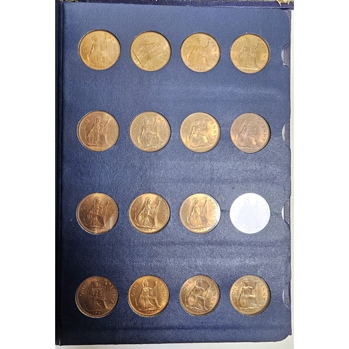 146 - Collection of coins and stamps including three Sandhill coin library albums, one containing half pen... 