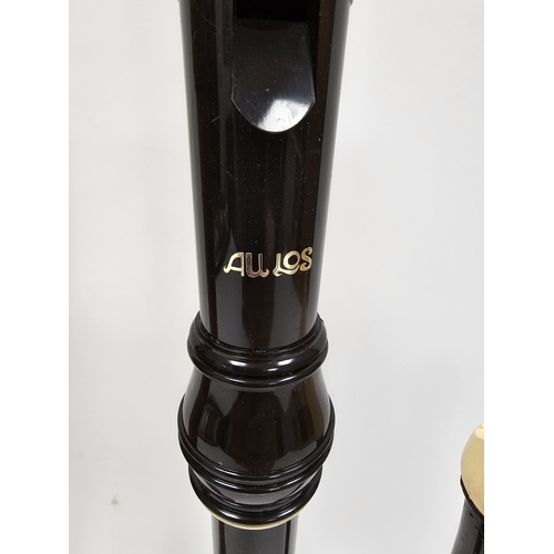 148 - Collection of six recorders including 1970's German Johannes Adler wooden tenor, Aulos sopranino, Au... 