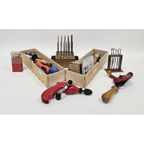 161 - Assortment of engineering and woodworking tools and parts including many mini pliers, needle files, ... 