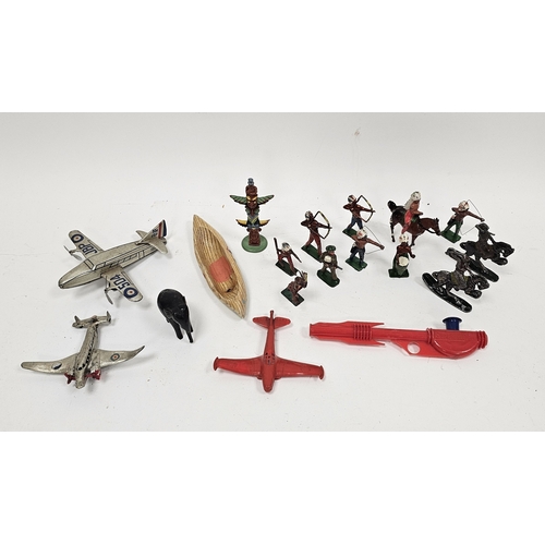 170 - Collection of lead, metal and plastic toy figures including cowboys, native Americans, soldiers, hor... 