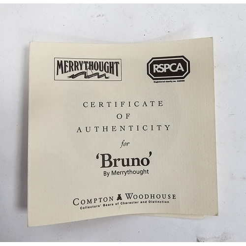 171 - Merrythought ' Bruno The Official RSPCA Collectors teddy bear ' with his puppy on lead,  limited edi... 