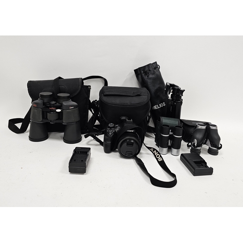 178 - Sony Cyber-shop GPS camera with soft case together with a folding camera tripod and three sets of bi... 