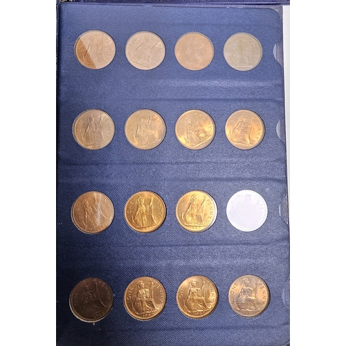 146 - Collection of coins and stamps including three Sandhill coin library albums, one containing half pen... 