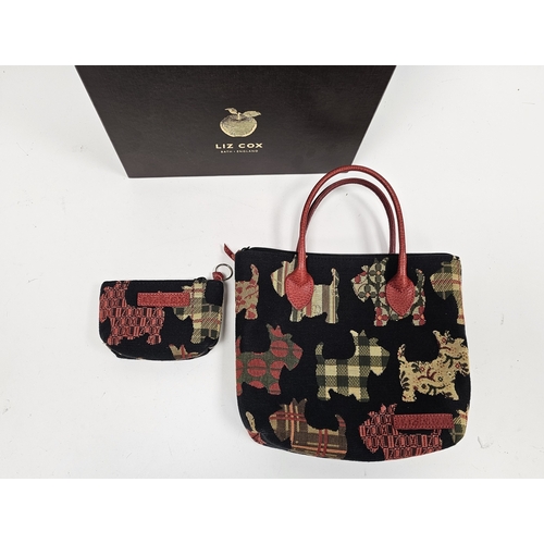 150 - Liz Cox of Bath designer handbag and matching purse, the handbag having a tapestry Scottie dog desig... 
