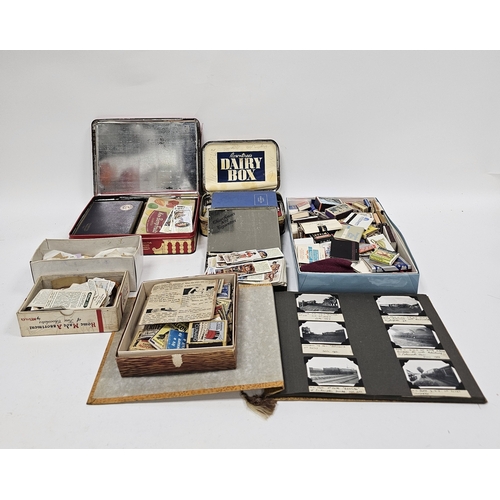 154 - Mixed lot of ephemera and sporting items including cigarette and tea cards, photograph album partly ... 