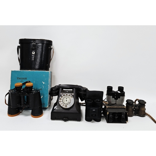 155 - Mid century Black G.P.O telephone, model no. 312F P.X.54/3A, with 'call exchange' label together wit... 