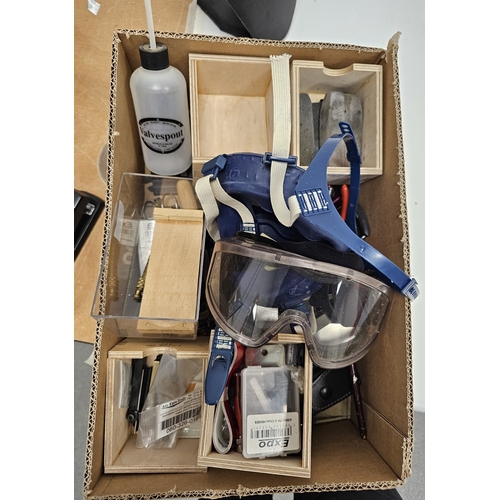 161 - Assortment of engineering and woodworking tools and parts including many mini pliers, needle files, ... 