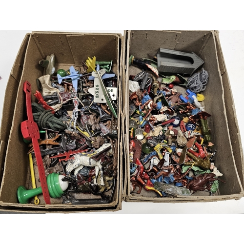 170 - Collection of lead, metal and plastic toy figures including cowboys, native Americans, soldiers, hor... 