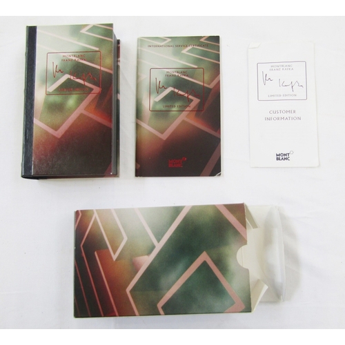 104 - Mont Blanc Franz Kafka limited edition ballpoint pen, no.12970/16500, the cap with silver fittings a... 