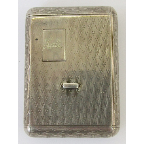 106 - Art Deco silver cased folding purse watch, possibly by Moise Dreyfuss, the engine-turned case with i... 