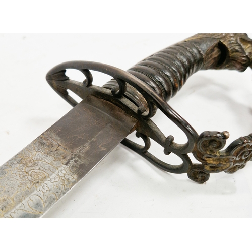 164 - British 1803 pattern infantry flank officer's sword by Osborn & Gunby, etched foliate decoration thr... 
