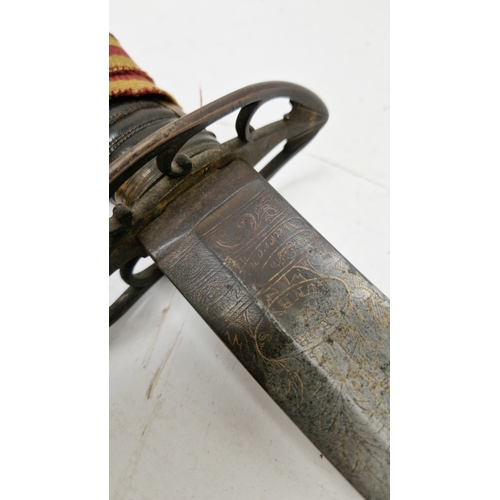 164 - British 1803 pattern infantry flank officer's sword by Osborn & Gunby, etched foliate decoration thr... 