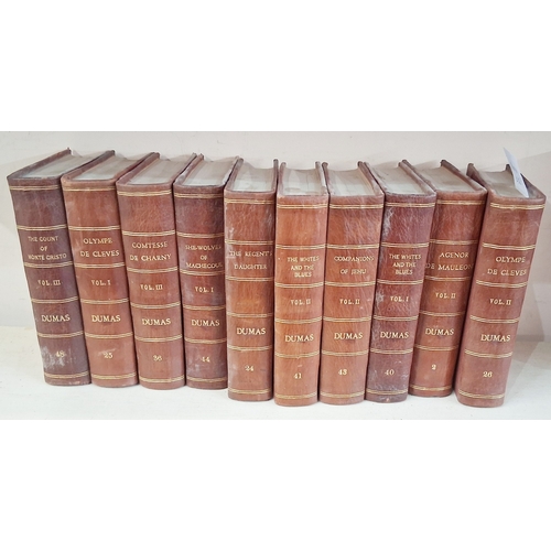 76 - Dumas, Alexandre - Works Handy Library edition - The Romances of Alexandre Dumas, half leather over ... 