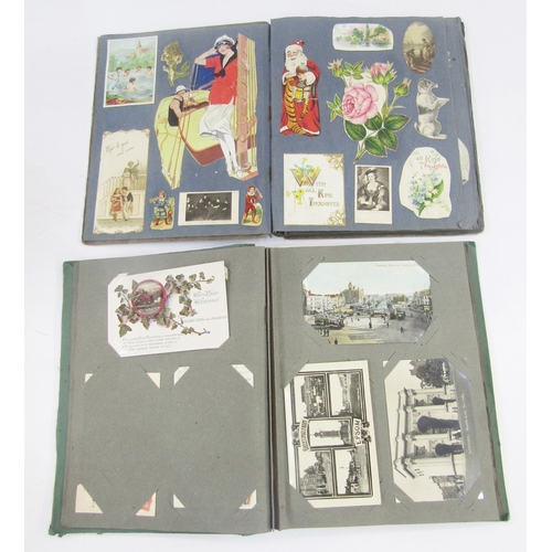 91 - Ephemera and other collectables to include an early 20th century scrap album, postcard album includi... 