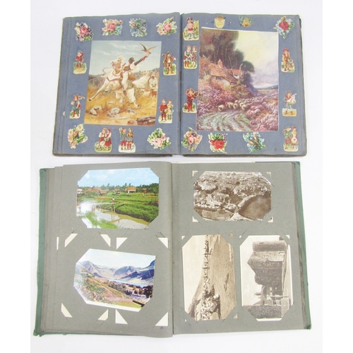 91 - Ephemera and other collectables to include an early 20th century scrap album, postcard album includi... 