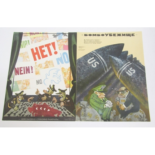 93 - Portfolio of Russian antique war posters by Fighting Pencil 'No to War', 18 in total, of various des... 