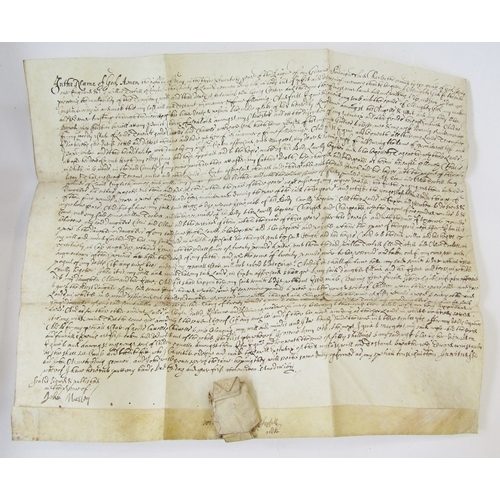 95 - Quantity of indentures, wills and other documents, 17th century and later, to include will dated 8th... 