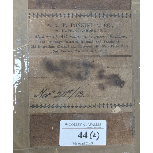 36 - Pair of English porcelain plaques, mid-19th century, the first painted with a family in river landsc... 