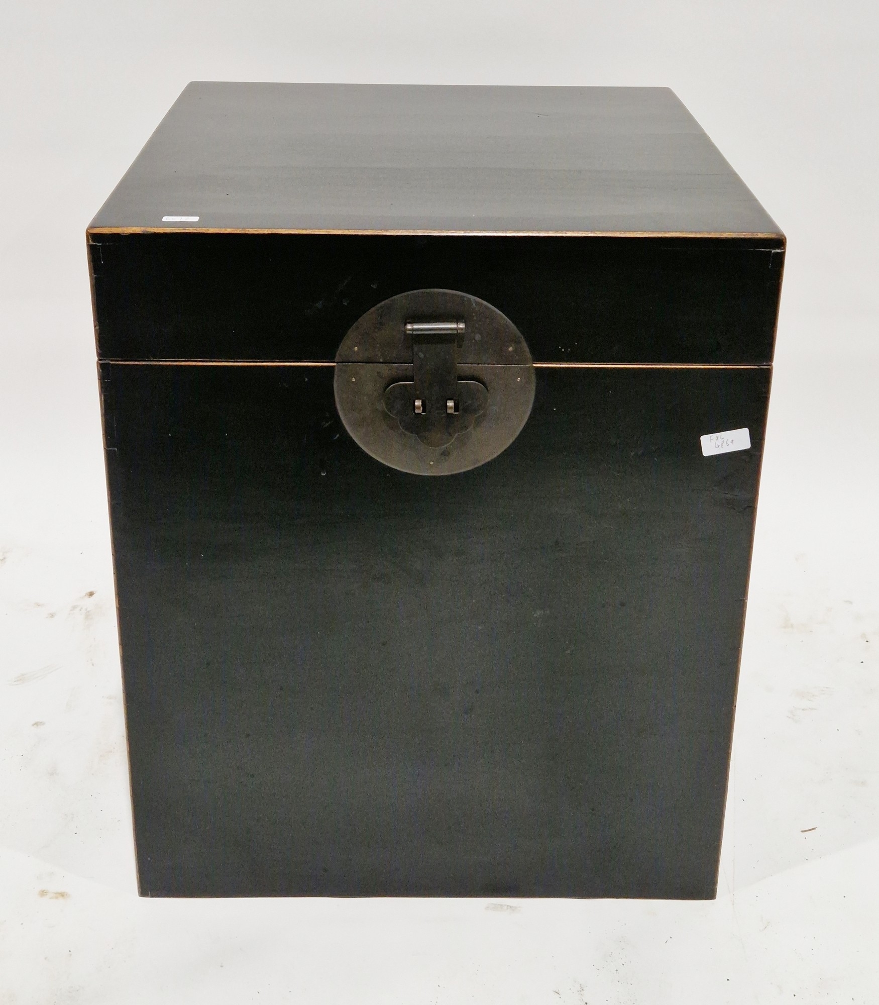 Oka storage box in the Chinese-style, of square form with a black ...